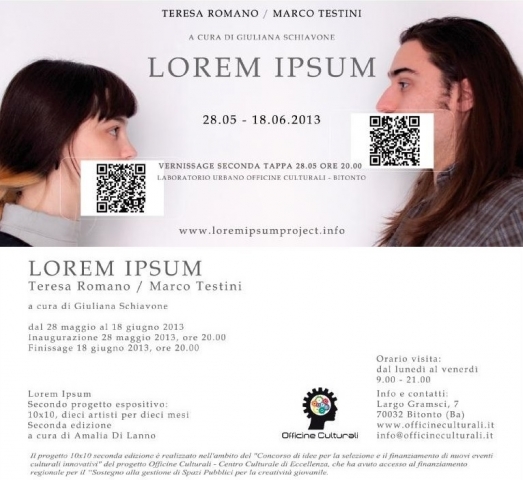 Teresa Romano e Marco Testini . Lorem Ipsum Teresa Romano e Marco Testini . Lorem Ipsum